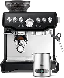 Sage - The Barista Express - Coffee Machine with Manual Milk Frother and Grinder - Automatic Grinding, Custom Foam - Milk Jug with Temperature Control - Black Truffle