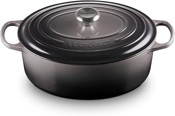 Le Creuset Signature Oval Enamelled Cast Iron Casserole Dish, 31 cm - Flint - Image 1