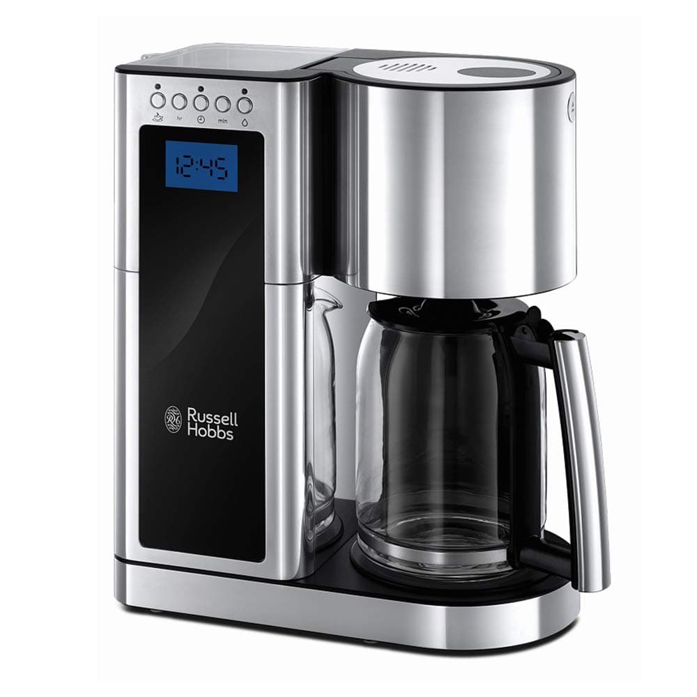 Russell Hobbs Filter coffee maker [Programmable, WhirlTech technology for optimal extraction & flavouring] Elegance (10 cups, glass jug 1.25L, Keep warm, 1600W) Coffee machine 23370-56
