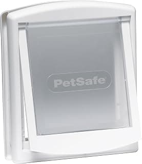 PetSafe – Chatière pour Chat et Chien Originale Staywell, 2 Voies d’accès (entrée et Sortie) - Porte pour Animaux intérieur et extérieur, Rigide, Panneau de Fermeture Inclus – Blanc (S)