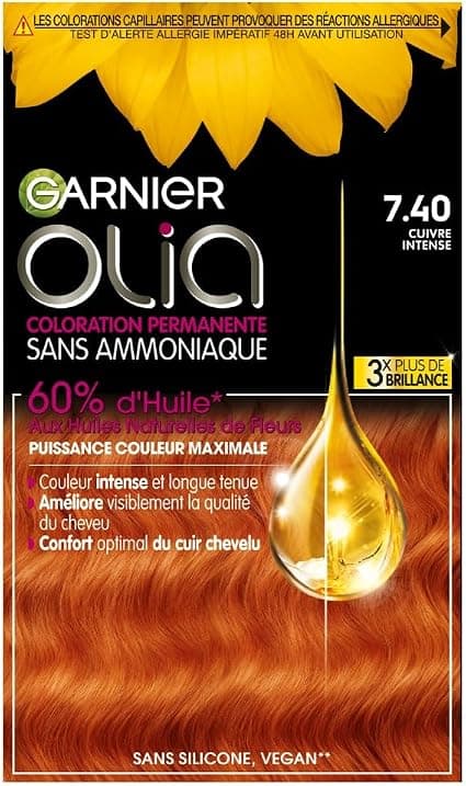 Garnier Olia Vivids Permanent Hair Colour - Ammonia-Free - With Natural Flower Oils - Intense Copper (7.40) - Image 1