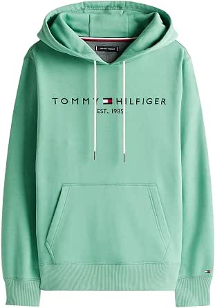 TOMMY HILFIGER Mens 2024 Signature Tommy Logo Embroidered Fleece Hoodie Black M