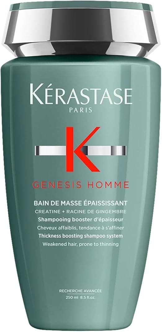 Kerastase Genesis Homme - Thickening Massage Shampoo - Triple Action Shampoo for Hair, Scalp, Beard - +38% Hair - Silicone-Free - Weakened & Refined Hair - 250 ml