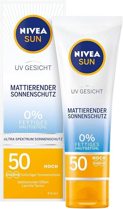 NIVEA Sun Mattifying Face Sunscreen SPF 50 (50ml), Non-Greasy Sunscreen for Face, Instant Sun Milk with Light Texture - Image 1