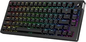 HyperX Alloy Rise 75 Wireless 75% Hot Swappable Mechanical Gaming Keyboard PC Backlight Up to 80 Hours Dual 2.4GHz Wireless and Bluetooth