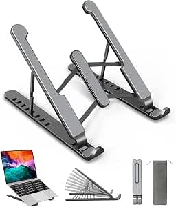 Laptop Stand, Laptop Stand with 8 Adjustable Levels, Non-Slip Silicone Laptop Stand Compatible with MacBook, Lenovo, HP, Other Laptops Tablets 10-15.6 Inches