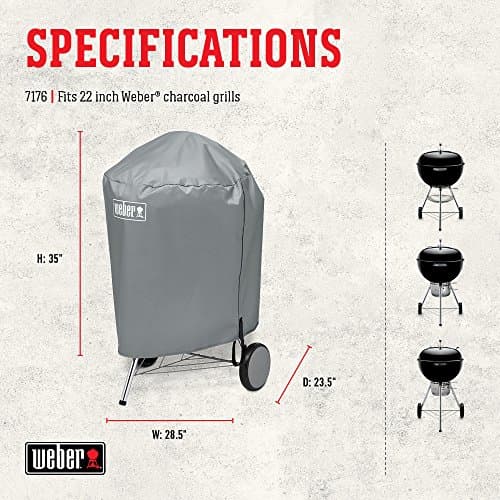 Weber 57 cm Charcoal BBQ Cover with Straps and Fixing Straps, Grey, 58.5 x 72.5 x 91 cm - Image 4