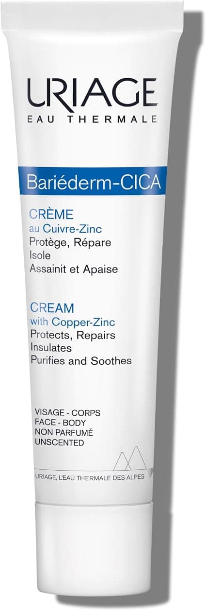 Uriage Bariederm-Cica Repair Cream - Copper-Zinc & D-Panthenol - Multi-Purpose: Cuts, Burns, Scars - Stimulates Skin Repair - For The Whole Family - Unscented - 40 ml