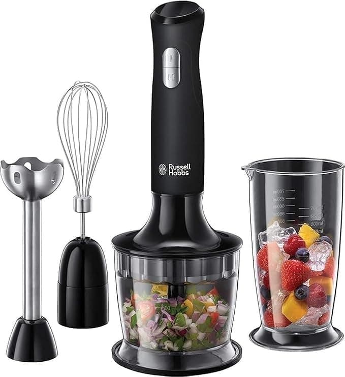 Russell Hobbs 24702-56 Hand Blender [3-in-1 Multi-Functional: Chop, Whisk, Mix] Matte Black (500 ml, for Smoothie, Sauces etc, Powerful, BPA-Free Mixer/Measuring Bowl Compatible with Dishwashers) - Image 1