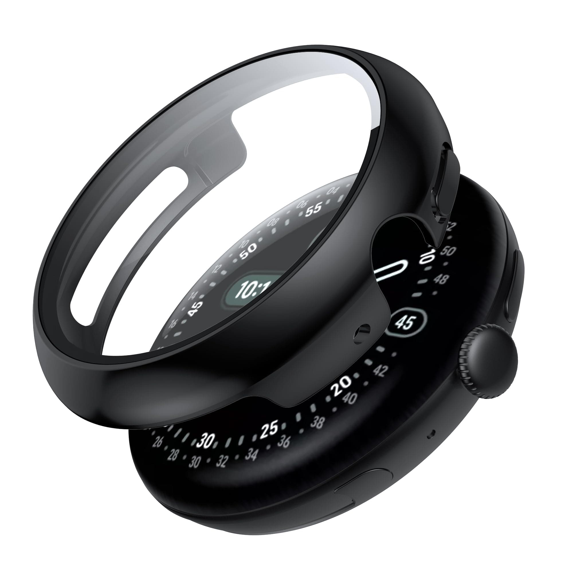 Google Pixel Watch 4 45mm Case with Screen Protector, Ultra-Thin Scratch Resistant Protective Case Compatible with Google Pixel Watch 4 - Black - Image 1