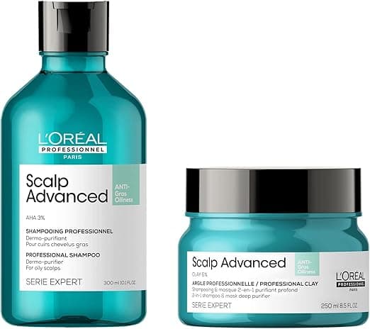 L'OREAL PROFESSIONNEL - Shampoing Dermo-Purifiant Scalp Advanced - Homme & Femme - -78% de Sébum Sur le Cuir Chevelu - Pour Cheveux Gras - Sans Silicone