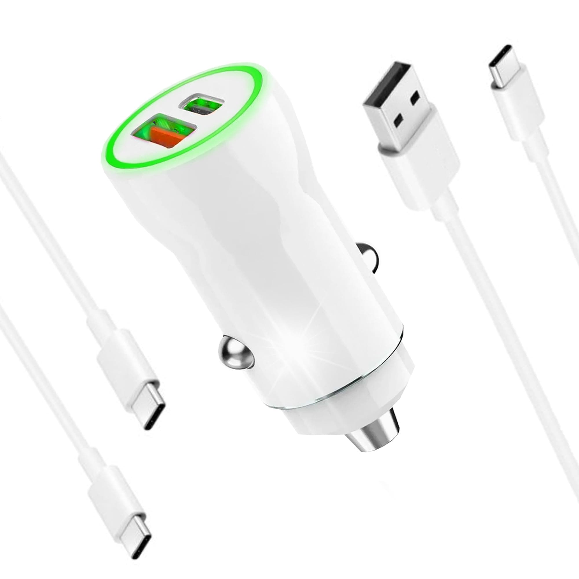 Mobil MUTTO Mini USB C Car Charger, 2 Pack USB C Cable + 2 USB Type C and USB Car Charger Adapter Dual Port QC3.0/2.4A for iPhone 15 Samsung iPad Mobile Phone