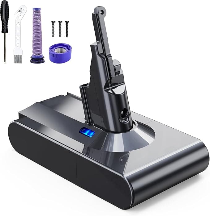 EVARY Replacement Battery 8000mAh V8 for Dyson V8 Vacuum Cleaner Compatible with Absolute Animal Motorhead Absolute Pro SV10 (2 Filters + 1 Brush) - Image 1