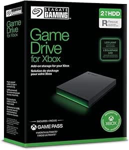 Seagate Seagate Game Drive for Xbox 2TB, External Hard Drive, Portable HDD, USB 3.2, Black, Xbox Certified, RGB LED, Rescue Services (STKX2000403)