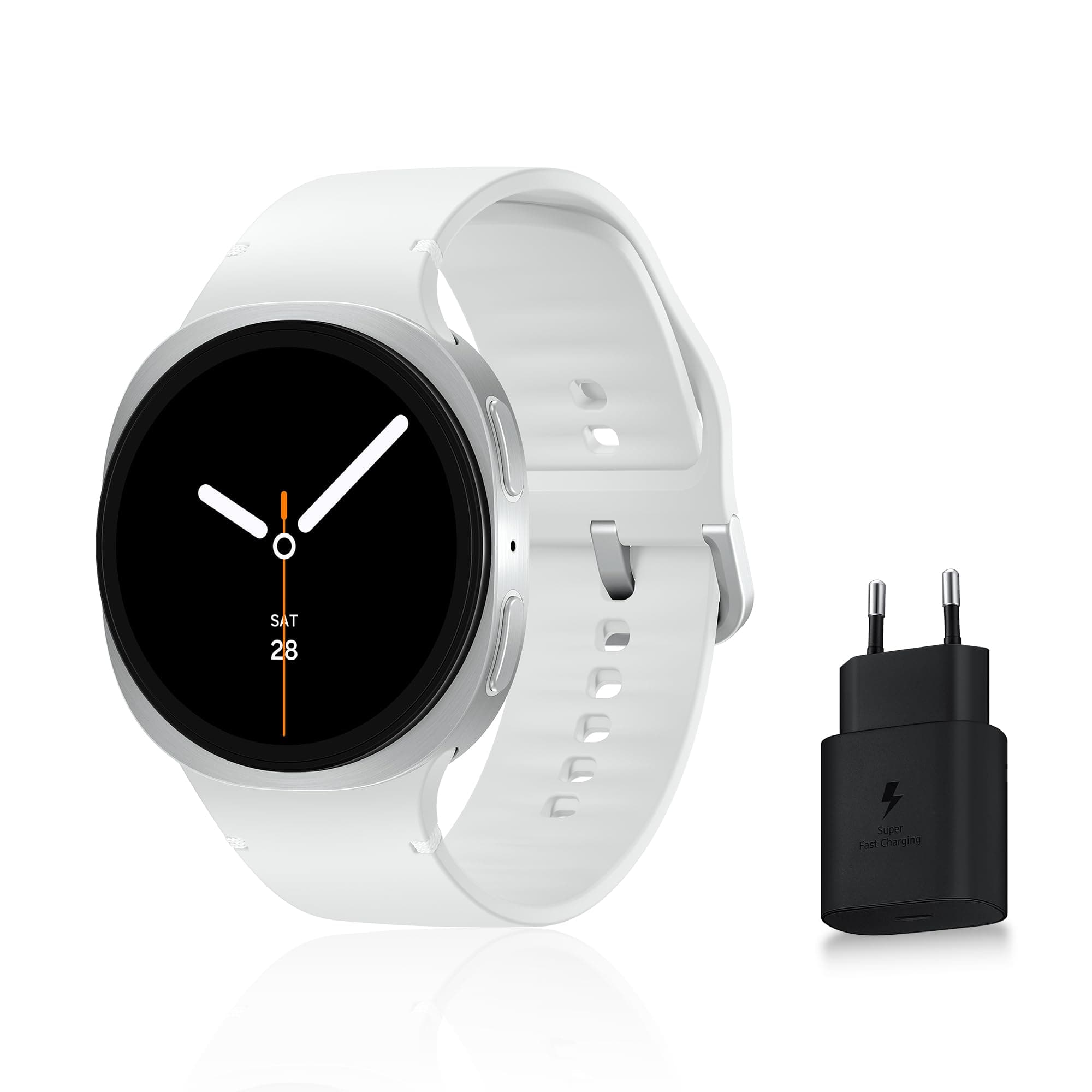 Samsung Galaxy Watch8, Smart Watch, Running Coach, Sleep Coach, Galaxy AI, Bluetooth, 44 mm, Silver, 25W Fast Mains Charger Included, FR Version