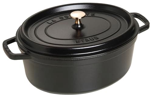 STAUB Enamelled Cast Iron Casserole Dish with Lid, Suitable for All Heat Sources Including Induction, 6 to 7 People, Oval, 33 cm, 6.70 L, 8.2 kg, Matte Black - Image 2