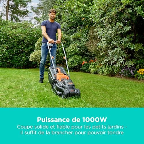 BLACK+DECKER BEMW351-QS 1000W 32cm Wide Lightweight Electric Lawn Mower with 3 Adjustable Heights and 30L Grass Catcher - Image 4