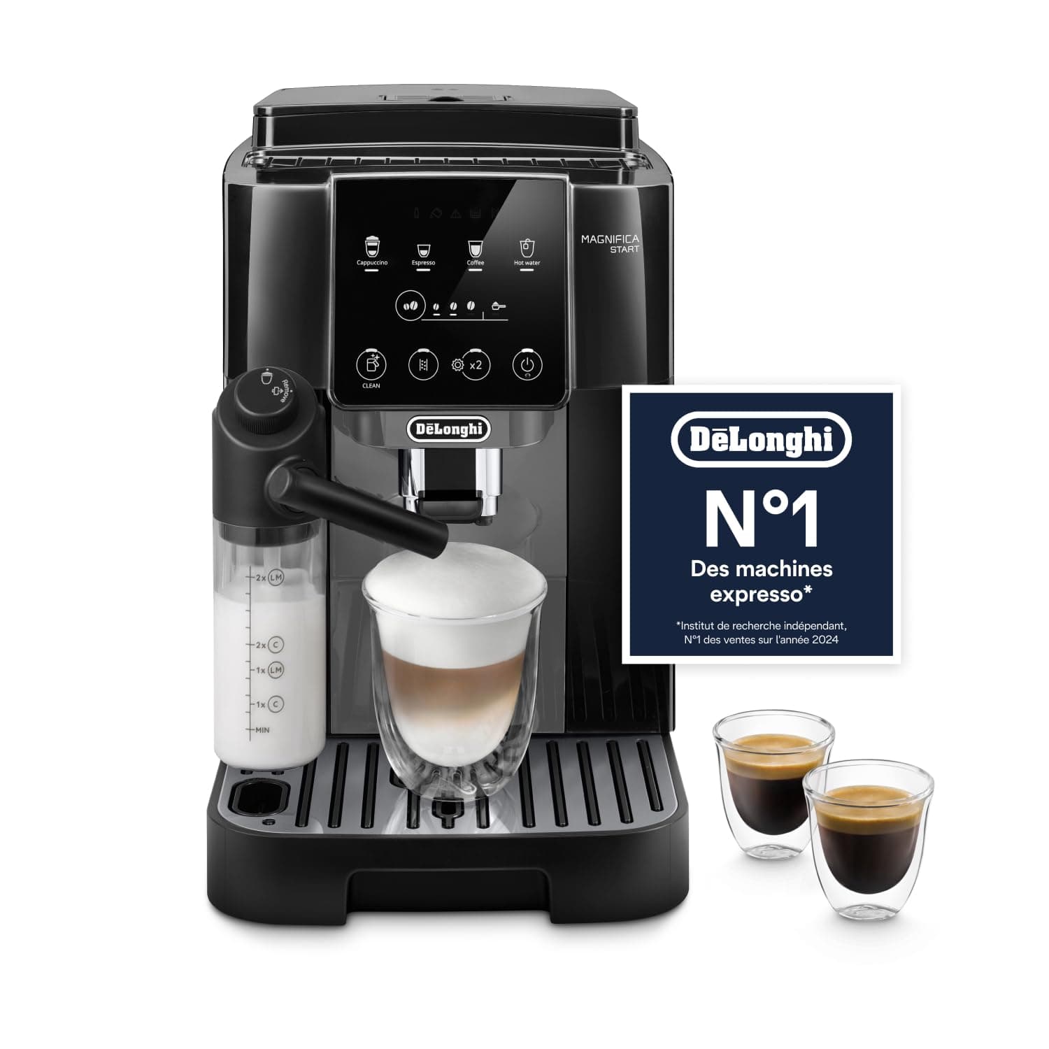 De'Longhi Magnifica Start - Perfetto Automatic Coffee Machine with LatteCrema Automatic Milk Frother, 4 Saved Drinks, Soft Touch Controls, Black and Grey (ECAM222.60.BG)
