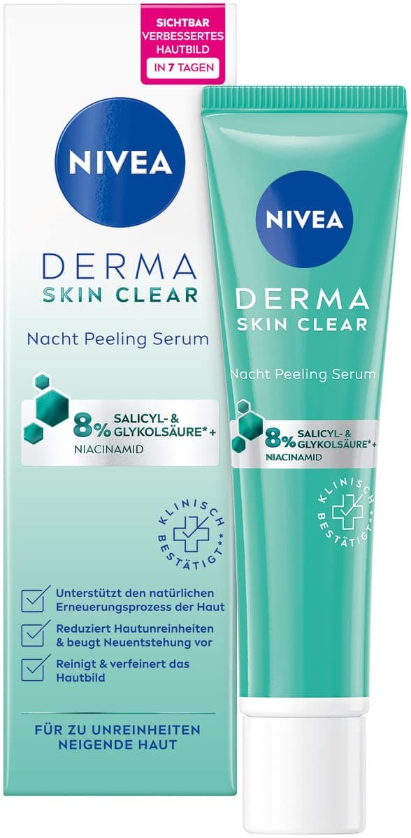 NIVEA Derma Skin Clear Night Exfoliating Serum (40ml), Blemish Remover Serum for Visibly Enhanced Complexion, Cleansing & Firming, Exfoliating BHA & AHA with Niacinamide - Image 9