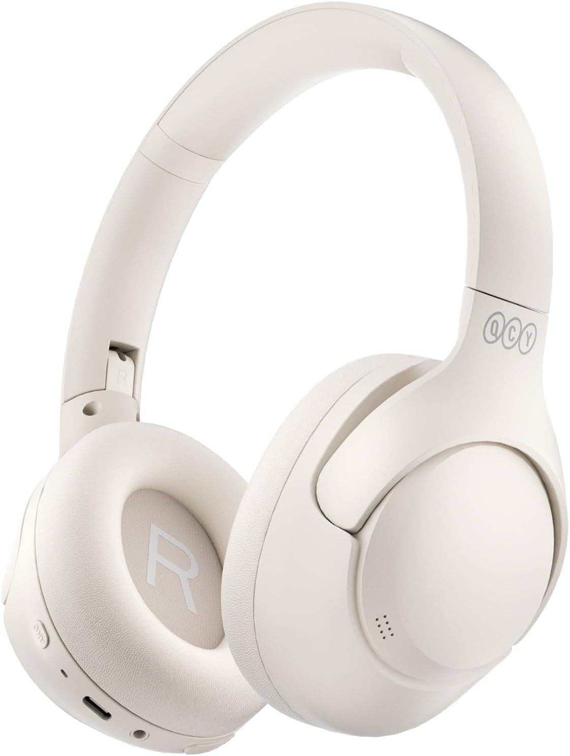QCY H3 Wireless Bluetooth Headphones, with Active Noise Cancellation, Hi-Res Audio LDAC, Noise Cancelling Headphones, Multipoint Connection, 60 Hours Playback, Customised Equalizer via App, White