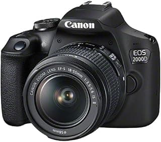 Canon Canon EOS 2000d | Appareil Photo Réflex + (APS-C, 24.1 MP, WiFi, Full HD) + 2ème Batterie + Objectif EF-S 18-55mm f/3,5-5,6 is II stabilisé - Amazon Exclusive Noir