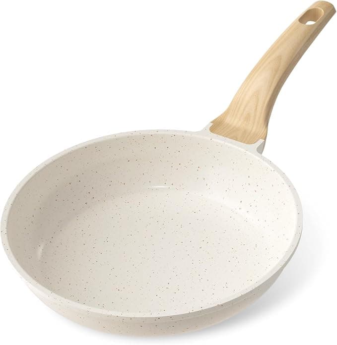 YASHE 20cm Non Stick Frying Pan with Granite Coating for Eggs, Pancakes and Bacon, Induction Friendly, Easy to Clean, PFOA Free with Anti-Calorie Handle - Image 1