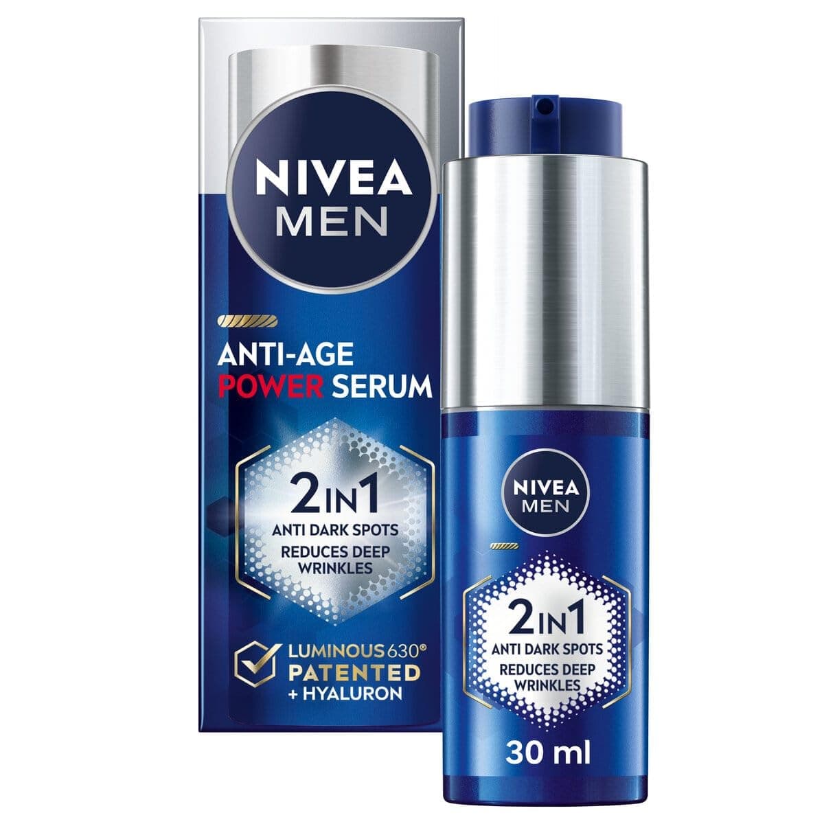 Nivea Men NIVEA MEN Anti-Age 2in1 Power Serum (30 ml), sérum hydratant avec 630 lumineux et acide hyaluronique, réduit les rides profondes et les taches brunes pour une peau d'apparence plus jeune - Image 9