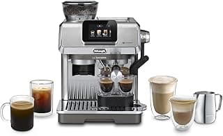 De'Longhi La Specialista Touch EC9455.M Machine à expresso avec moulin à café, fonction Cold Brew, mousseur à lait automatique ou manuel, contrôle tactile intuitif, set de bienvenue, métal