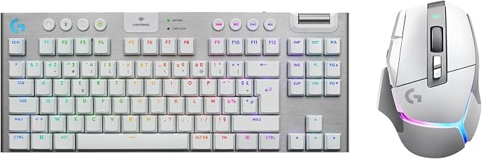 Logitech G G915 X LIGHTSPEED TKL Ultra-Slim Wireless Gaming Keyboard, Double Layer PBT Keys, Fully Programmable Keys, FRA AZERTY, Logitech G502 X Plus Lightspeed Wireless RGB Gaming Mouse