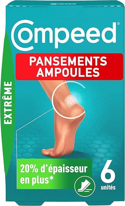 Compeed - 6 Extreme Hydrocolloid Blister Plasters - Second Skin Effect - Fast Healing - Medium Format (6.8 x 4.2 cm)