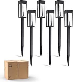 Philips Solar Pathway Lights - Solar Pathway Lights - LED Landscape Lighting - Glass and Metal - 3000K Warm White Waterproof for Yard Yard Pathway Patio Driveway Lawn Decoration