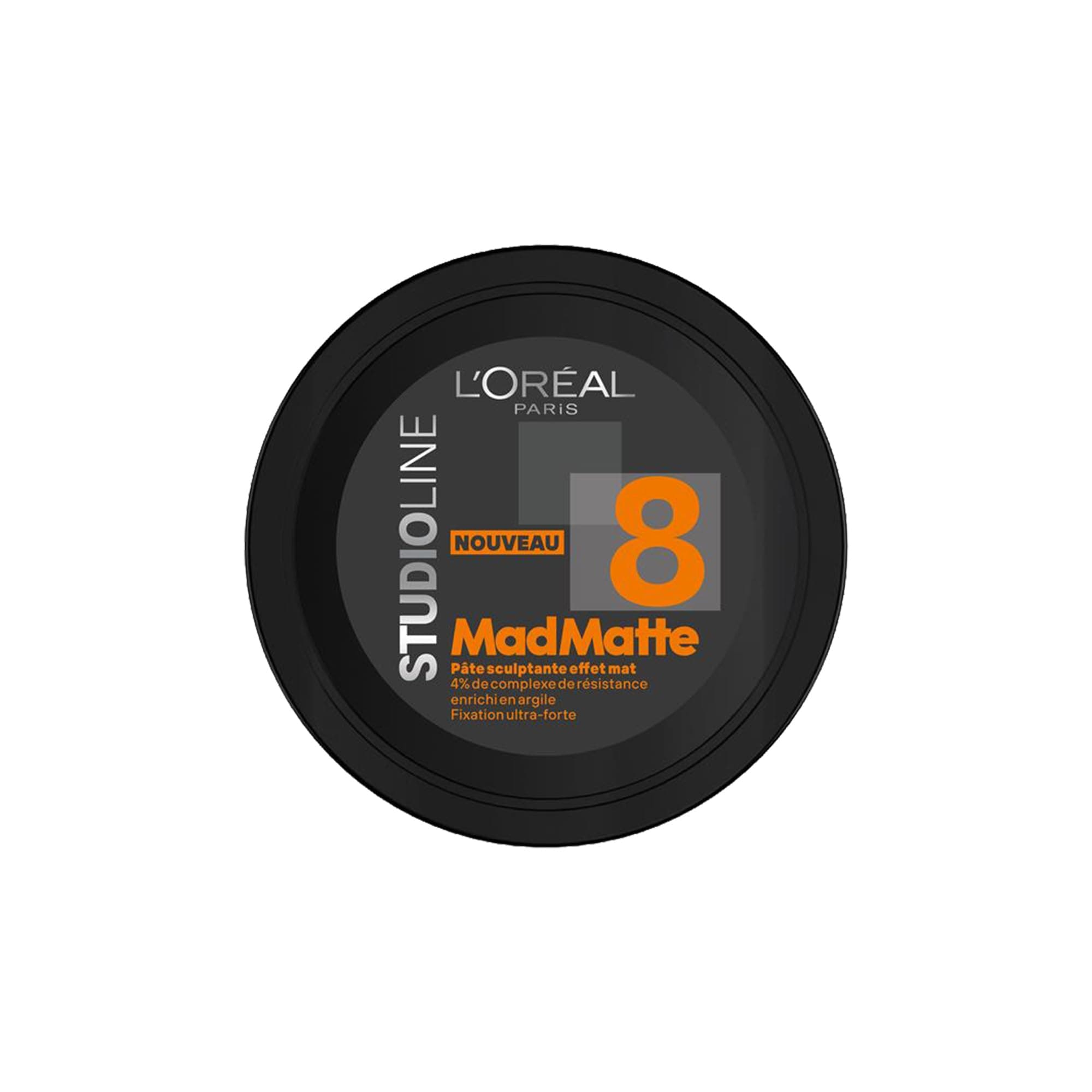 L'Oréal Paris Mad Matte Sculpting Paste for Men - Matte Effect & 24-Hour Hold - Ultra Strong Fixation - Clay Resistance Complex - All Hair Types - Studio Line