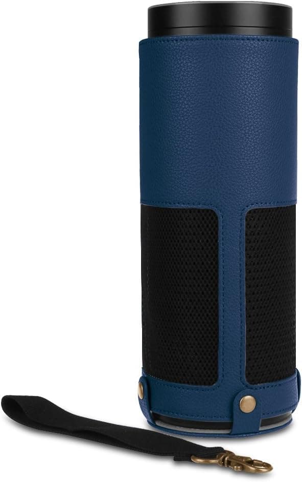 Fintie Étui Amazon Echo – Étui en Cuir synthétique Premium Case Poche Unisexe avec Bande Amovibles pour Amazon Echo, Bleu Marine