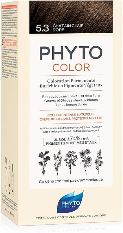 PHYTO PHYTOCOLOR 5.3 Light Golden Brown - Permanent Hair Colour with Plant Pigments, No Ammonia, Full Coverage of White Hair - Image 1