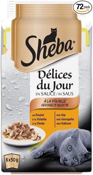 Sheba Délices du Jour Freshness Sachets 6 x 50 g Selection with Poultry in Sauce – Pack of 12