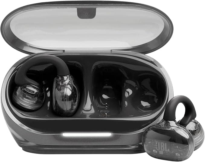 JBL Soundgear Clips True Wireless Open Earbuds, SonicArc Design, Up to 32 Hours of Total Battery Life, IP54 Water and Dust Resistant, JBL OpenSound Technology, Ghost Black - Image 1