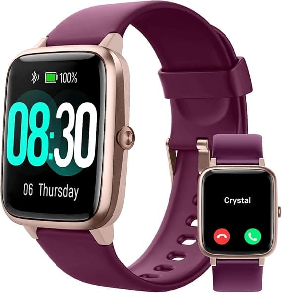 Ring GRV Women's Smartwatch with Touch Screen Call Sports Watch Pedometer Cardio Waterproof IP68 Notification Message Activity Tracker Stopwatch Cycle Monitoring for Android iOS Purple