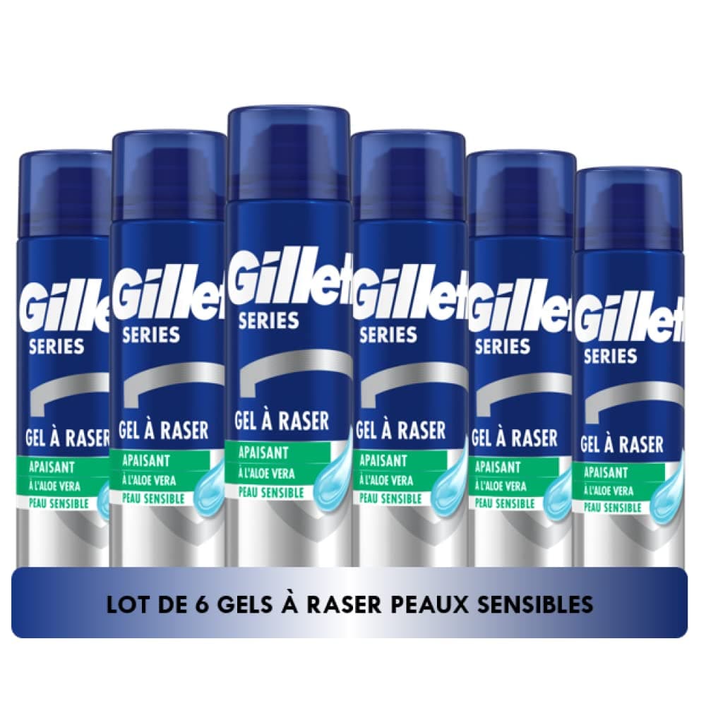 Gillette Gillette Series Soothing Aloe Vera Shaving Gel, For Sensitive Skin, Complete Protection Against Irritation, 6x200ml