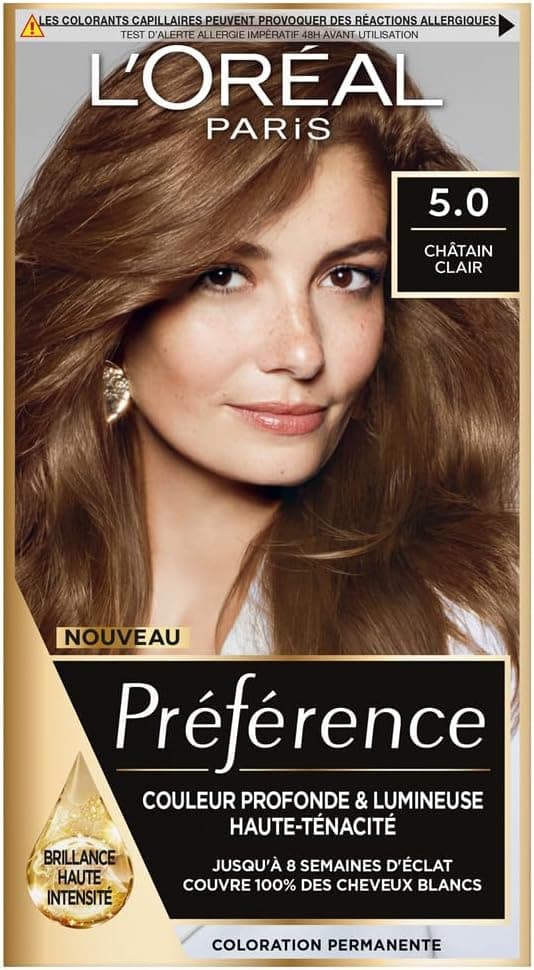 L'ORÉAL PARIS - Permanent hair colour - Long lasting and bright - 100% coverage of white hair - Preference - Shade: Bruges (5.0), Light Brown - Image 1