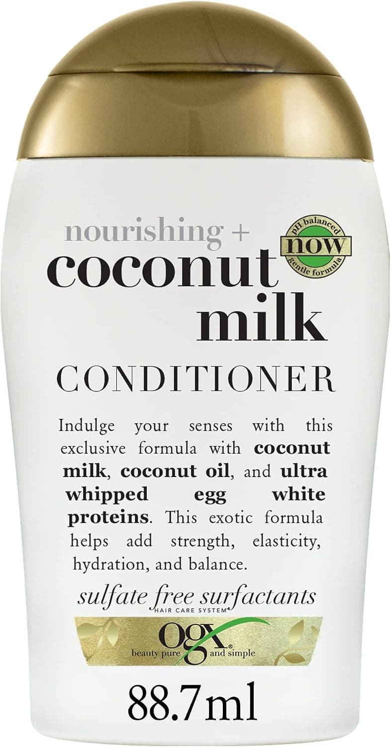 OGX | Nourishing + Coconut Milk Conditioner (Travel Size Bottle 90ml) - Nourishing Conditioner for All Hair Types - Moisturizing Coconut Milk Hair Care
