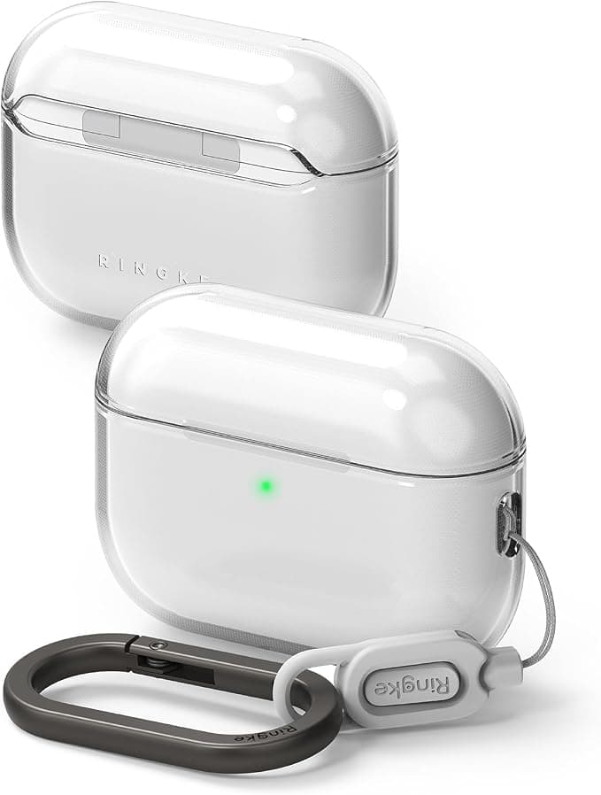 Ringke Clear Case Compatible AirPods Pro 3 [Air] Ultra Thin 1.5mm TPU Case, Lightweight Soft Case with Chrome Carabiner, Anti-Scratch Protection - Clear - Image 1