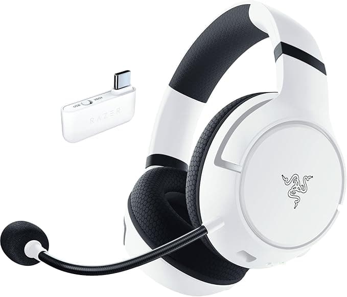 Razer Kaira HyperSpeed - Cross-Platform Wireless Gaming Headset for Xbox (HyperSpeed Wireless, 50mm Triforce Diaphragm, HyperClear Microphone, FlowKnit Memory Foam Pads) White