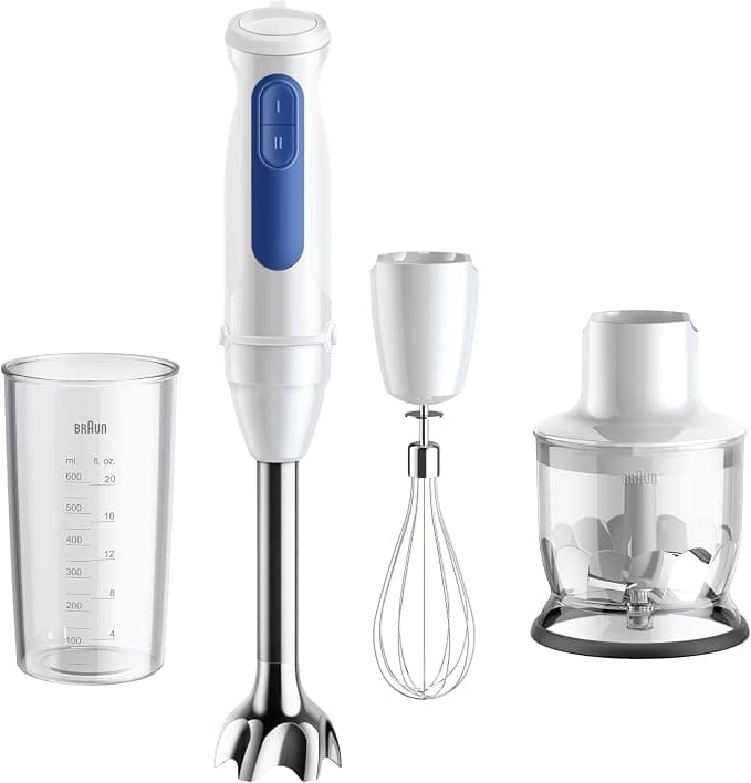 Braun MultiQuick 3 MQ30.202M, Hand Blender with PowerBell VPlus Technology, 2 Speeds+Turbo, EasyClick Plus for Accessories, Anti-Splash, Chopper 350 ml, Glass 600 ml, Whisk, 900 W, Black - Image 1