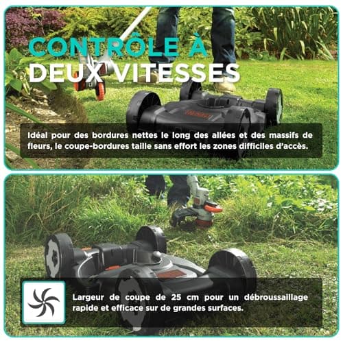 BLACK+DECKER Coupe-Bordures sans Fil 18V POWERCONNECT 3-en-1 – Coupe-Herbe, Dresse-Bordures & Tondeuse légère pour Petits Jardins – STC1820CM-QW - Image 10