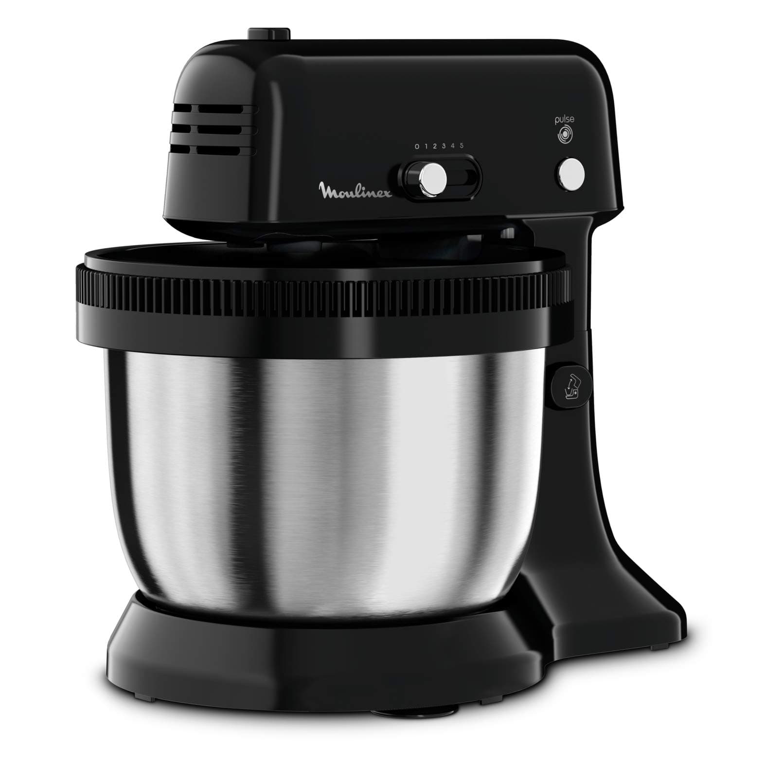 Moulinex Oh My Cake Electric Pastry Processor, 300 W, 5 Speed, Pulse Function, 2 Whisks and 2 Mixers Dishwasher-Safe, Stainless Steel Bowl 4 L, Ultra Compact Food Processor QA110810 - Image 1