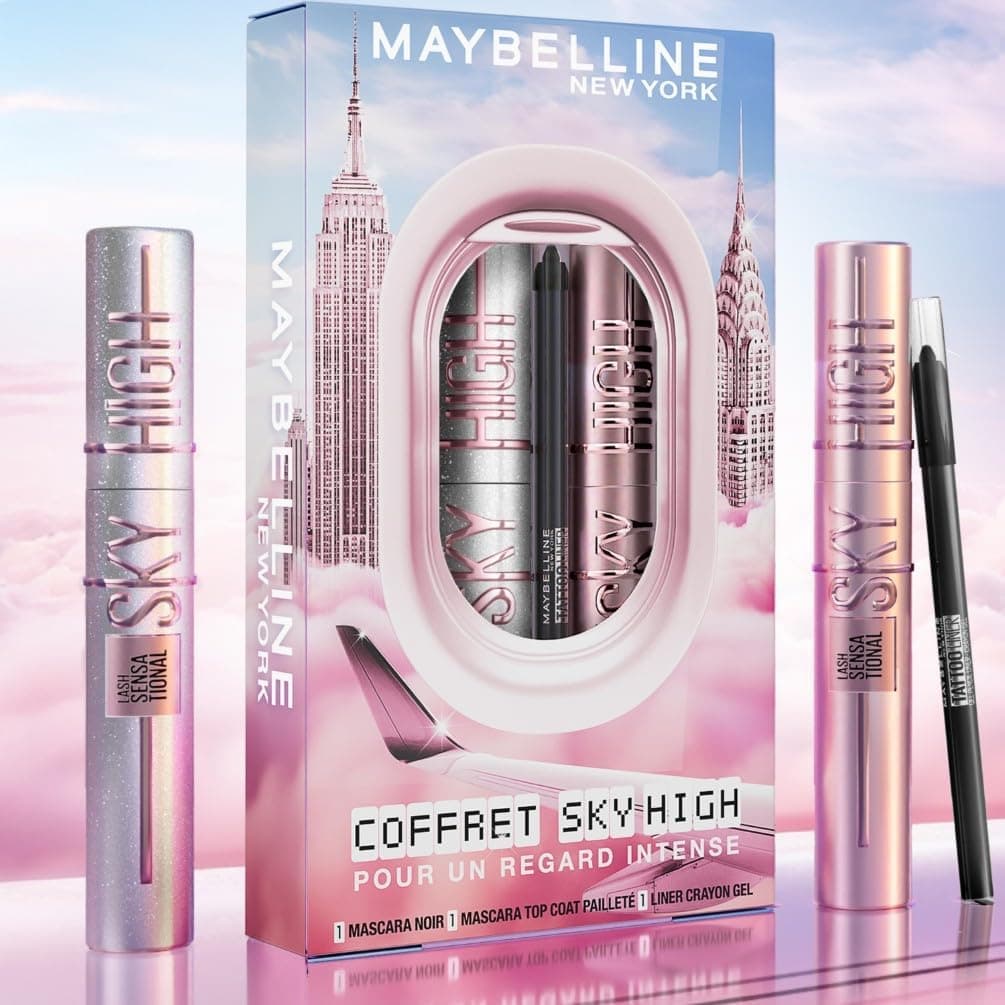 Maybelline Maybelline New York - Intense Look Box - Tattoo Liner Gel Pencil + Mascara Sky High Very Black + Mascara Sky High Top Coat Glitter - 3 products