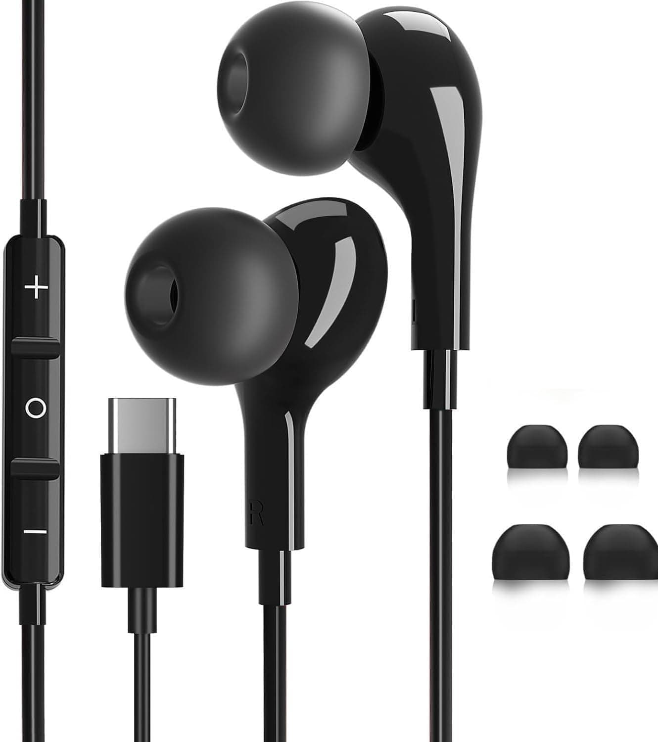 USB C Earphone, Magnetic Wired HiFi Stereo Earphones Compatible with iPhone 17/16/15 Pro Max Plus, iPad Pro Air, Samsung Galaxy S25/S24/S23/Ultra, Google Pixel, Huawei, Xiaomi, Android, Type C