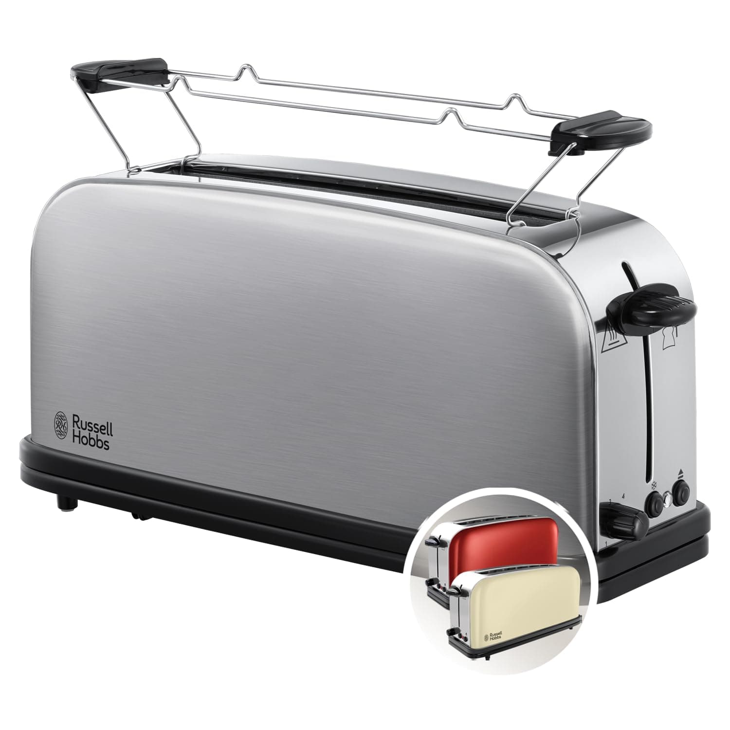 Russell Hobbs 21396-56 Bread Rack [Long Slot 2 Toasts/ 1 Slice Chopstick] Adventure Stainless Steel (Wide Slot, 6 Adjustable Quick Browning Levels, Raise, Thaw & Ware) - Image 1