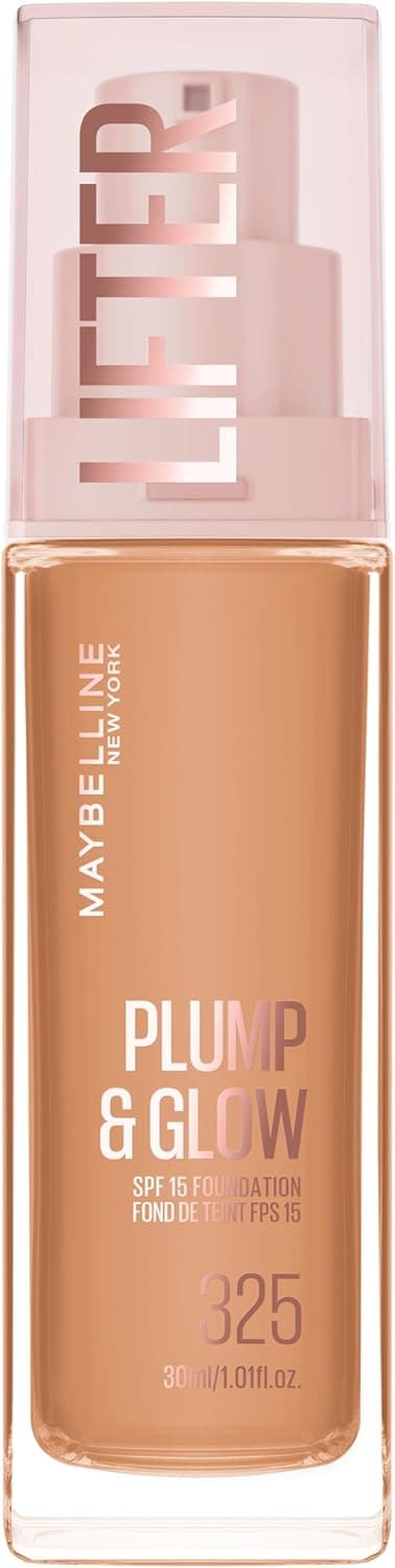 Maybelline New York Lifter Plump & Glow - Foundation - Plumps & Brightens Instantly - Even, Lifted & Radiant Finish - Shade 325 - 30ml