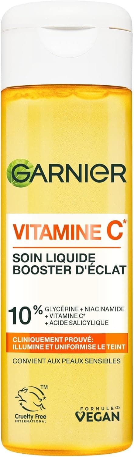 Garnier GARNIER Skin Active - Soin Visage Illuminateur - Hydrate & Illumine - Vitamine C, Glycérine, Niacinamide & Acide Salicylique - Vegan & Cruelty Free - Tous Types de Peaux - Unisexe - 120ml